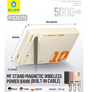 پاور بانک Blueo بلو استند شونده MF Stand Magnetic Wireless Power Bank 5000mah